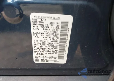 2016 Nissan Rogue S z USA, uszkodzony, nr VIN JN8AT2MV3GW131061